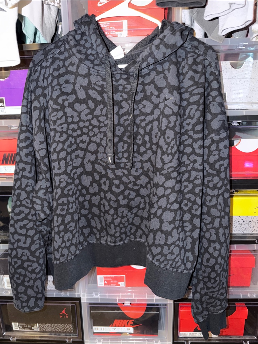Nike Black & Gray Animal-Print Zip-Up Sweater